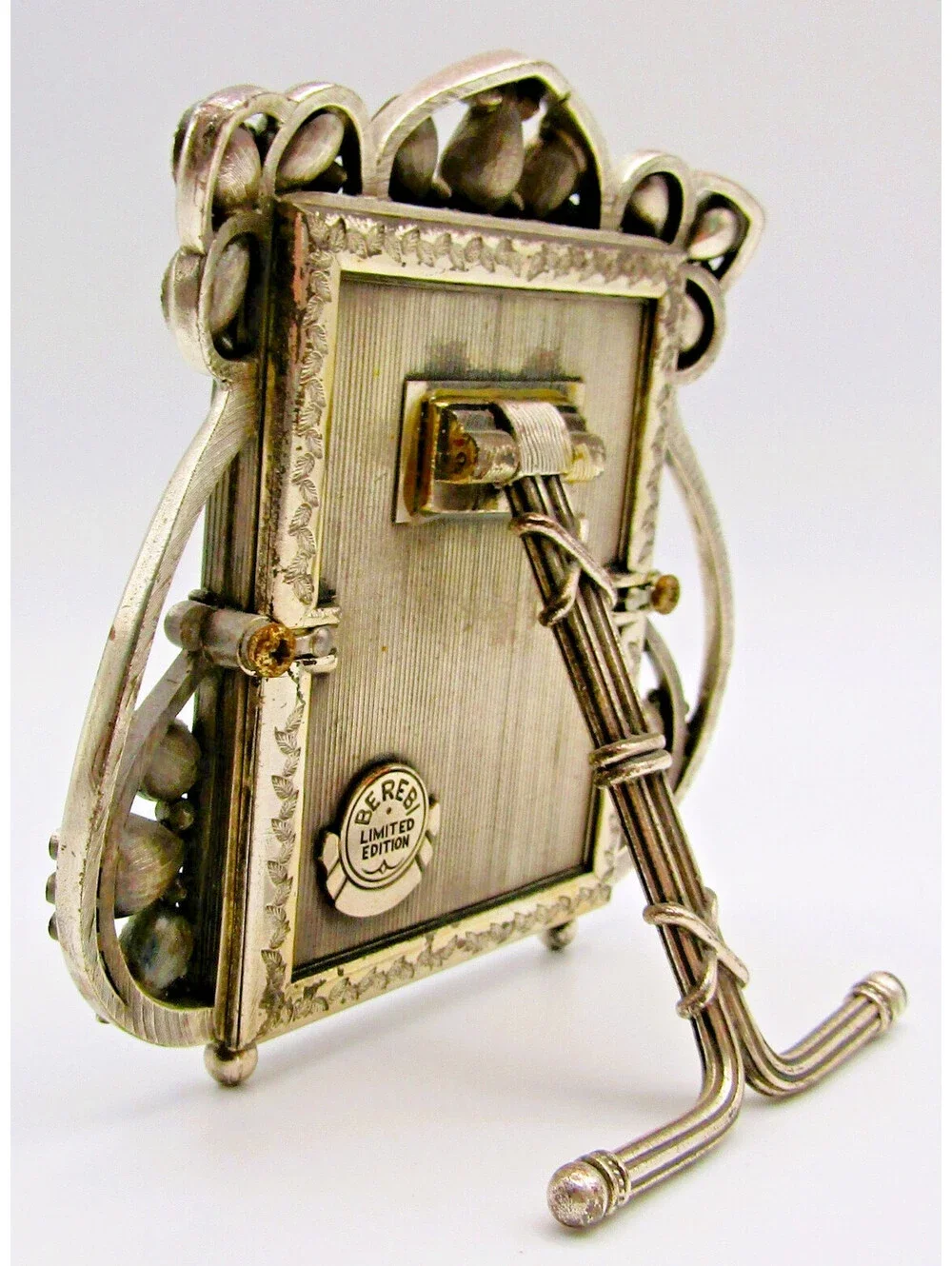 Edgar Berebi Art Nouveau-Style Silver and Enamel Jeweled Frame 4 1/4